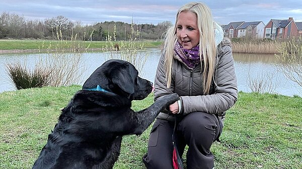 Jayne Davies walking dog
